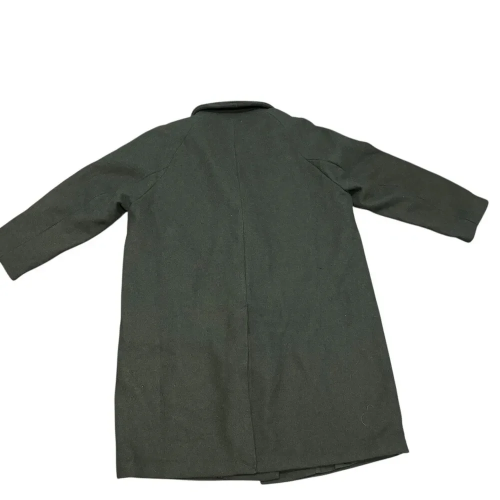 H&M Womens Sz XXL Pockets Coat Double Breasted Overcoat Dark Khaki Green Classic - Picture 10 of 10